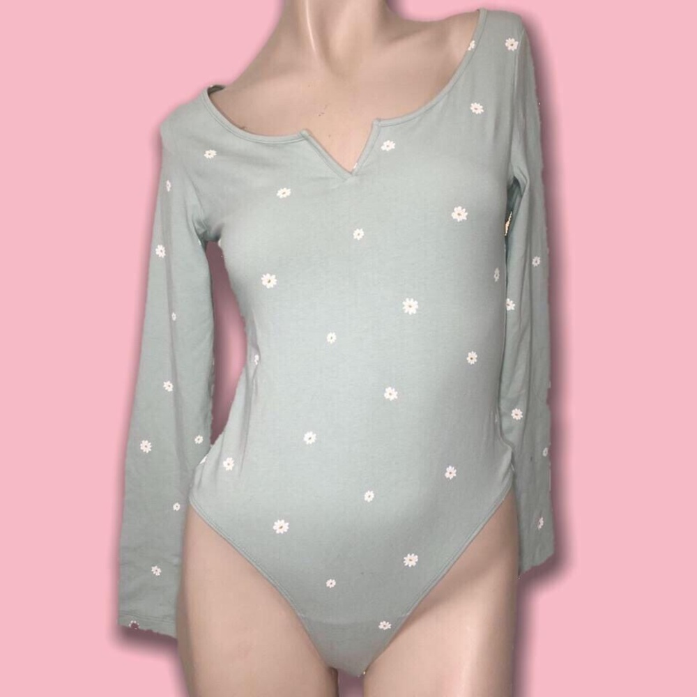 Floral cottage core Victoria’s Secret green bodysuit